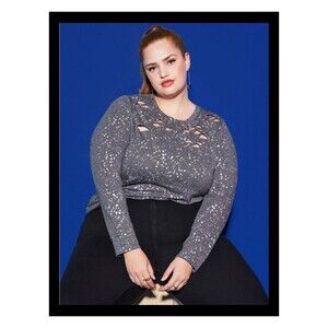 NWT Torrid 3X LoveSick Super Soft Slub Distressed Foil Long Sleeve Tee Shirt